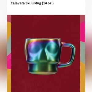 Starbucks 2023 Fall Halloween Rainbow Oil Slick Calavera Skull Mug Cup 14oz NEW